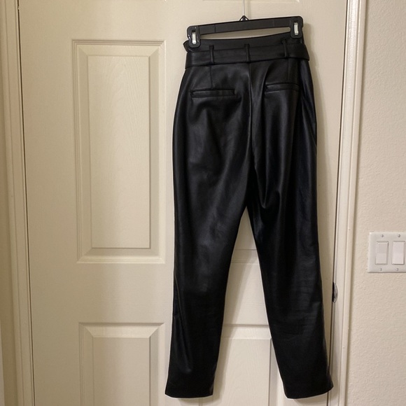 Aritzia Black Vegan Leather Belted Pant - Picture 9 of 16